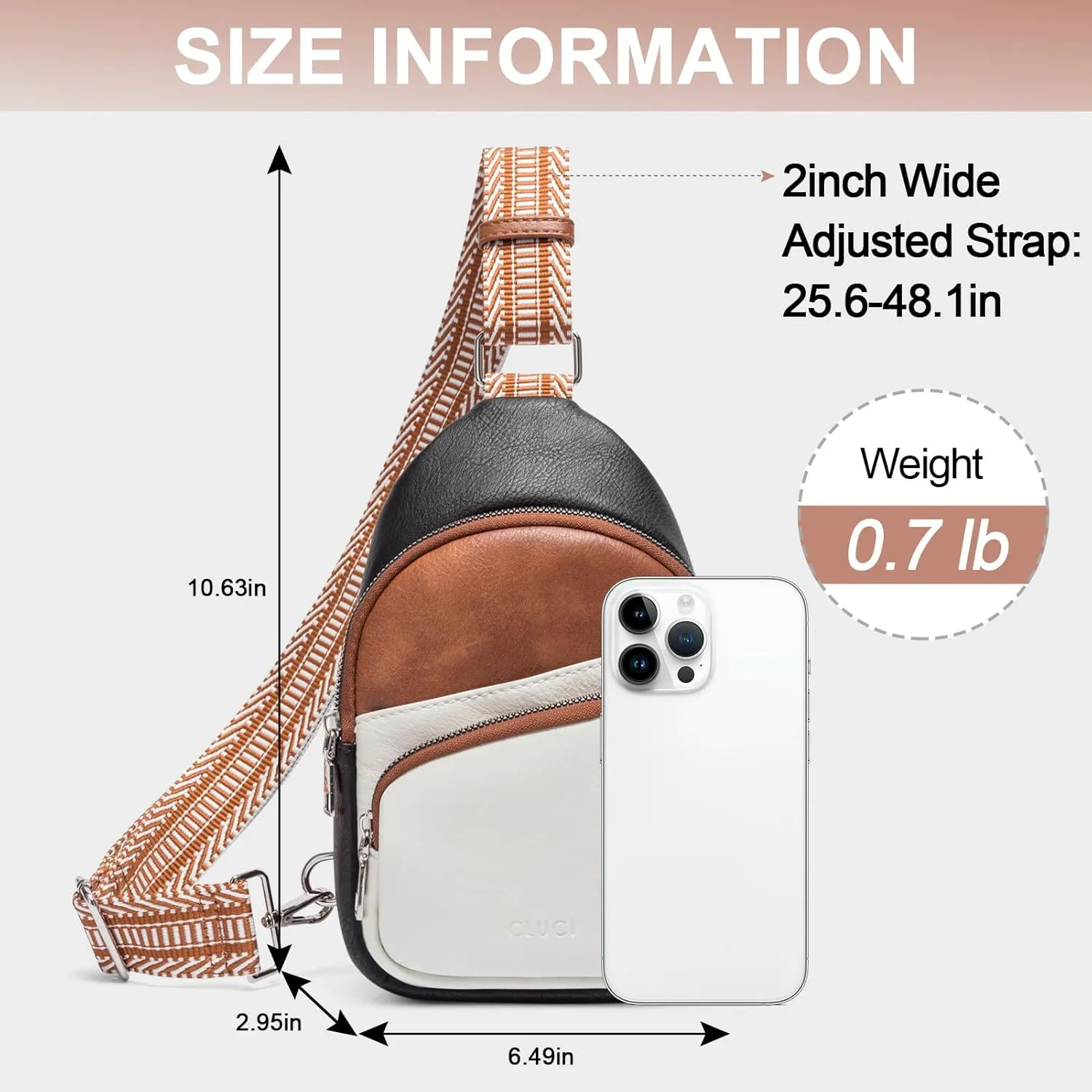 CLUCI Small Sling Bag for Women, Vegan Leather Fanny Pack Crossbody Bags for Women, Chest Bag With Guitar Strap