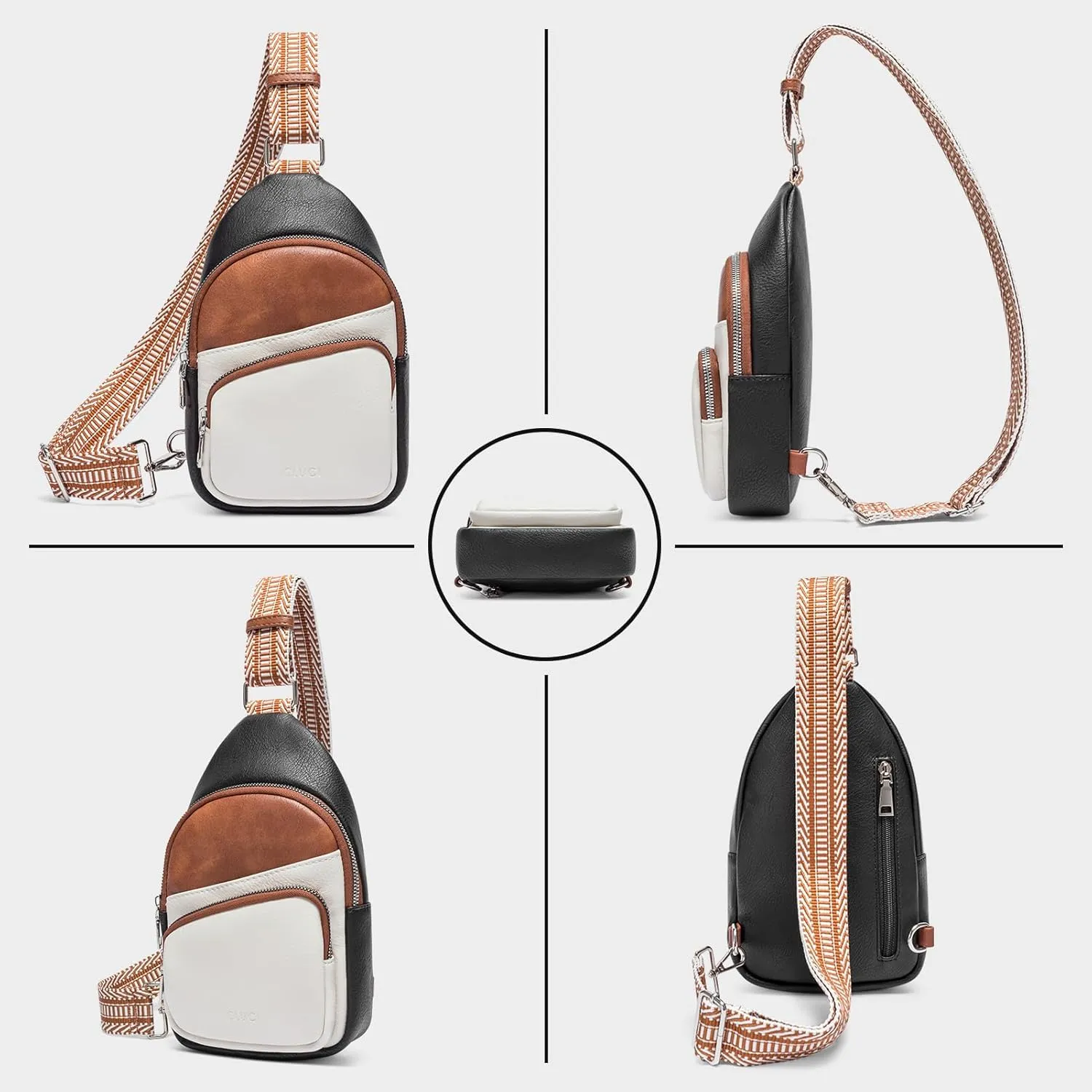 CLUCI Small Sling Bag for Women, Vegan Leather Fanny Pack Crossbody Bags for Women, Chest Bag With Guitar Strap