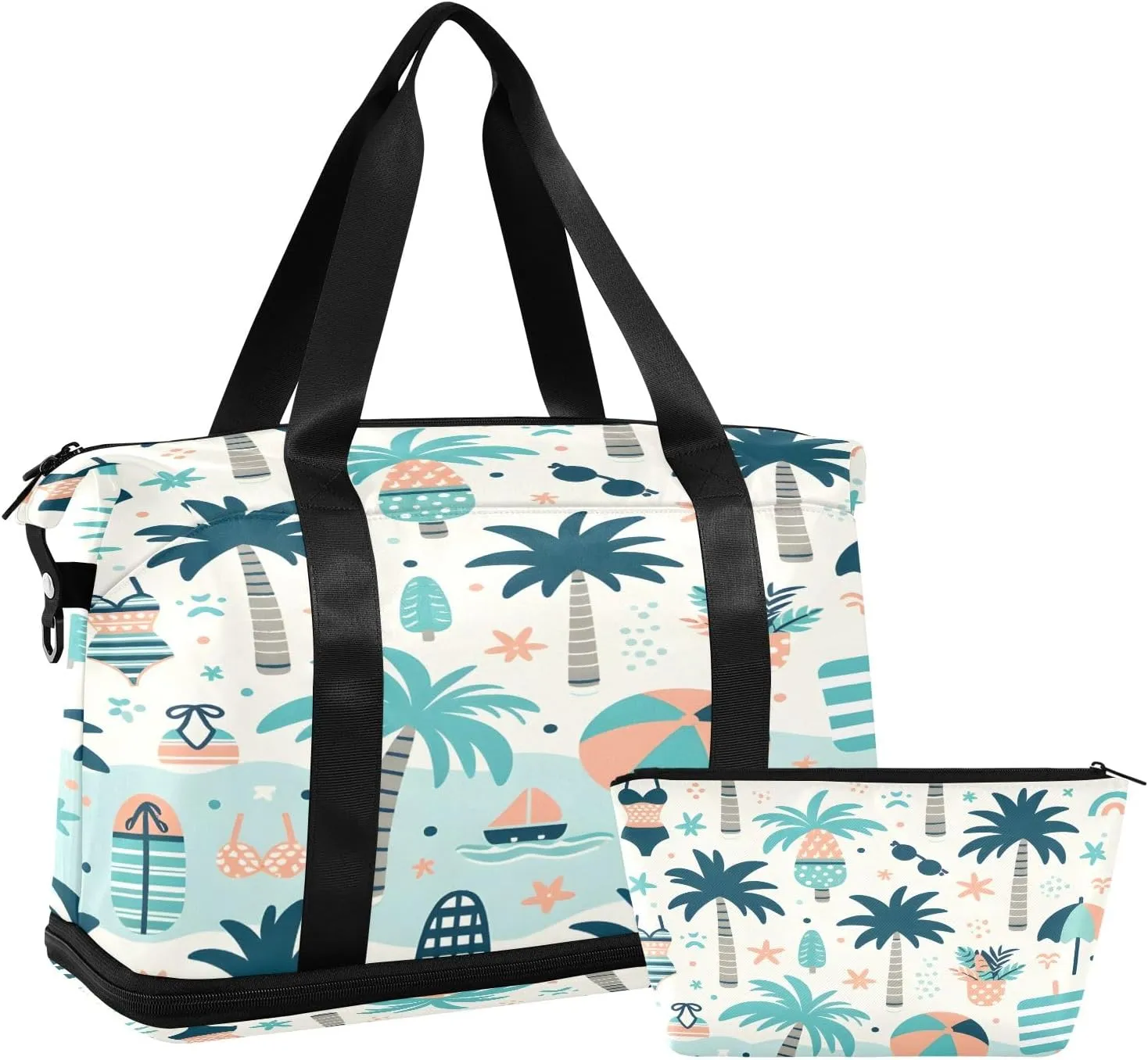 Coconut Tree Travel Duffel Bag Gym Tote Bag for Sports Waterproof Carry On Weekender Bag with Compartment