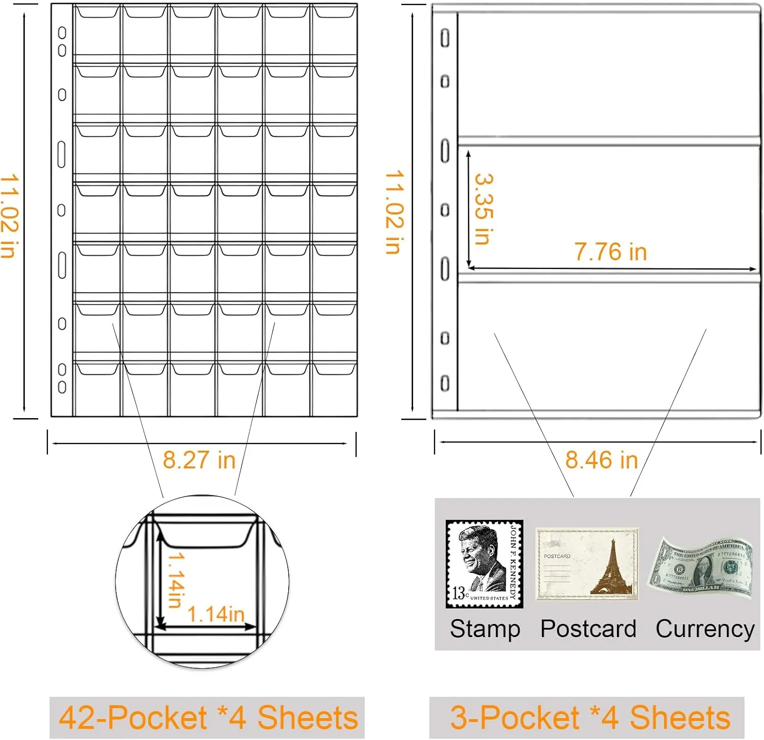 Coin Collection Book Holder for Collectors,428 Pockets Coin Collection Supplies & 12 Sleeves Paper Money Currency Album, Display Storage Case for All Coins (Green)