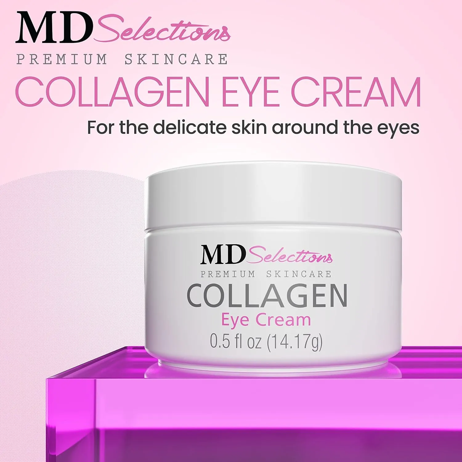Collagen Eye Cream with Hyaluronic Acid, Under Eye Cream for Puffiness, Under Eye Bags, Hydrating Under Eye Cream, Eye Skin Care, 0.5 0.5 Fl Oz (Pack of 2)
