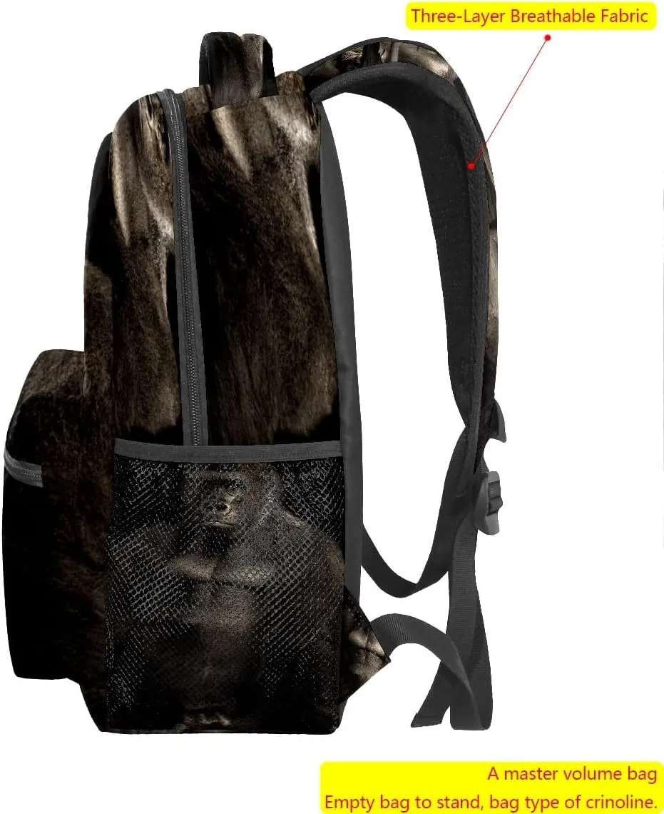 College Bookbag Monkey Animal School Bag Business Laptop Backpack Travel Hiking Daypack Large Diaper Bag for Adult Girls Boys