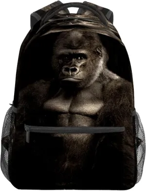 College Bookbag Monkey Animal School Bag Business Laptop Backpack Travel Hiking Daypack Large Diaper Bag for Adult Girls Boys