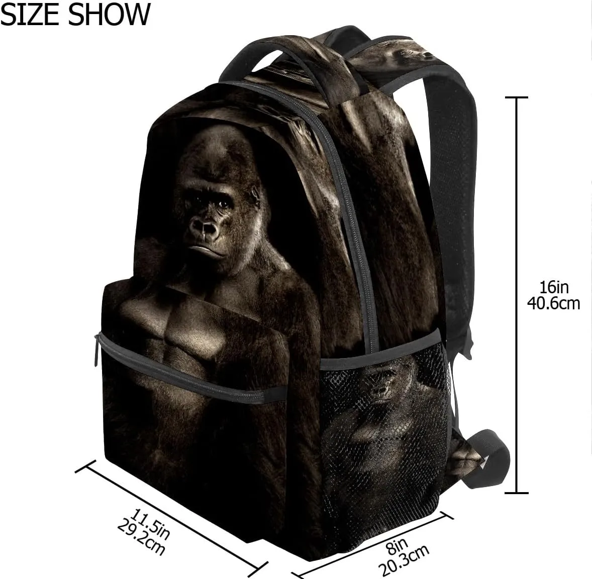 College Bookbag Monkey Animal School Bag Business Laptop Backpack Travel Hiking Daypack Large Diaper Bag for Adult Girls Boys