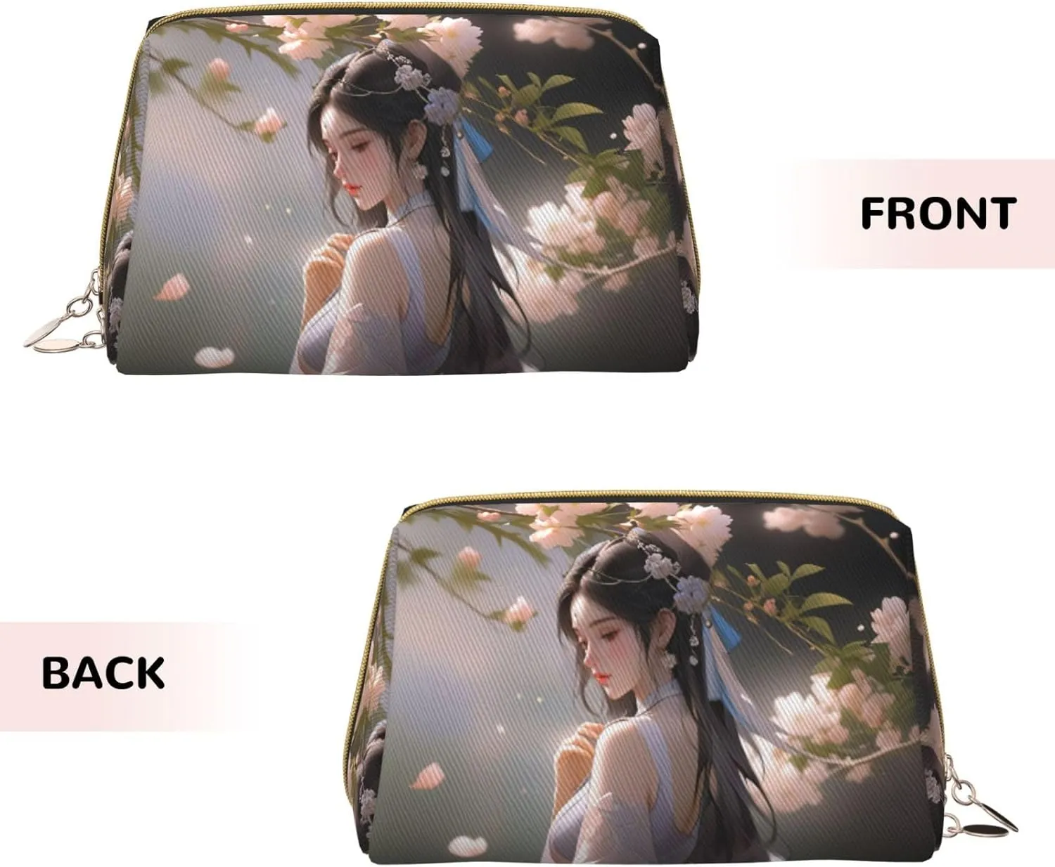 Color Woman Printed Small Makeup Bag,Travel Cosmetic Bag Purse with Zipper,Water-resistant Makeup Organizer Bag for Women