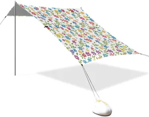Colorful Flower Designed UPF50 Beach Tent Waterproof Large Sun Shelter with Sturdy Poles, Sandbags and Shovel for Camping, Picnics, Backyard carpa para el sol