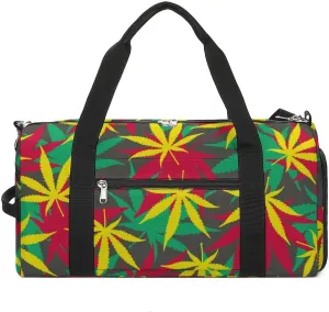 Colorful Marijuana Weed Fitness Large Gym Bag for Unisex with Shoe Compartment & Wet Pocket