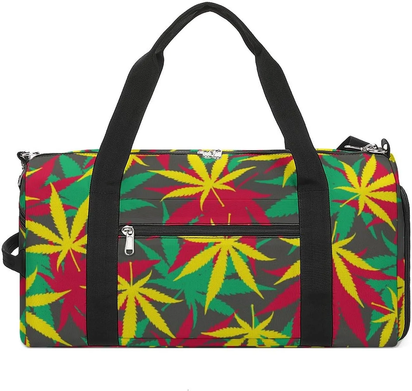 Colorful Marijuana Weed Fitness Large Gym Bag for Unisex with Shoe Compartment & Wet Pocket