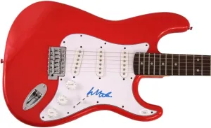 COLTER WALL SIGNED AUTOGRAPH FULL SIZE RACE CAR RED FENDER STRATOCASTER ELECTRIC GUITAR W/ JAMES SPENCE JSA AUTHENTICATION - COUNTRY MUSIC STUD, SONGS OF THE PLAINES, WESTERN SWING & WALTZES AND OTHER PUNCHY SONGS, IMAGINARY APPALACHIA