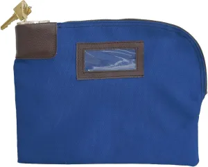 CONTROLTEK Canvas Locking Bank Deposit Bag, Reusable, 11" x 8.5", Handle Cash, Currency and Valuables Securely, Blue Money Bag, Large Zipper with Keyed 7-Pin Lock, Comes with 2 Keys, 1 Bag, 530312