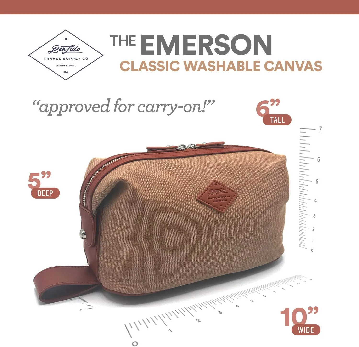 Convenience Kits International Premium Canvas Toiletry Bag (Khaki)