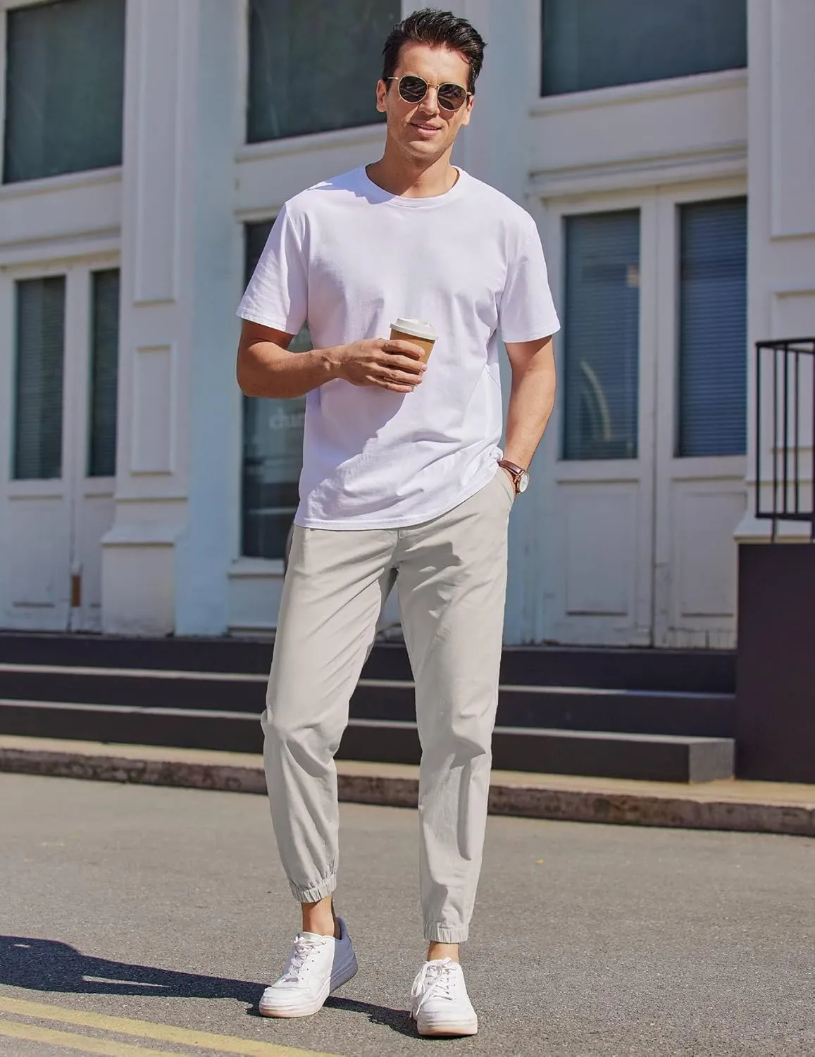 COOFANDY Mens Casual Joggers Pants Elastic Drawstring Chino Cargo Pants Hiking Outdoor Track Sweatpants