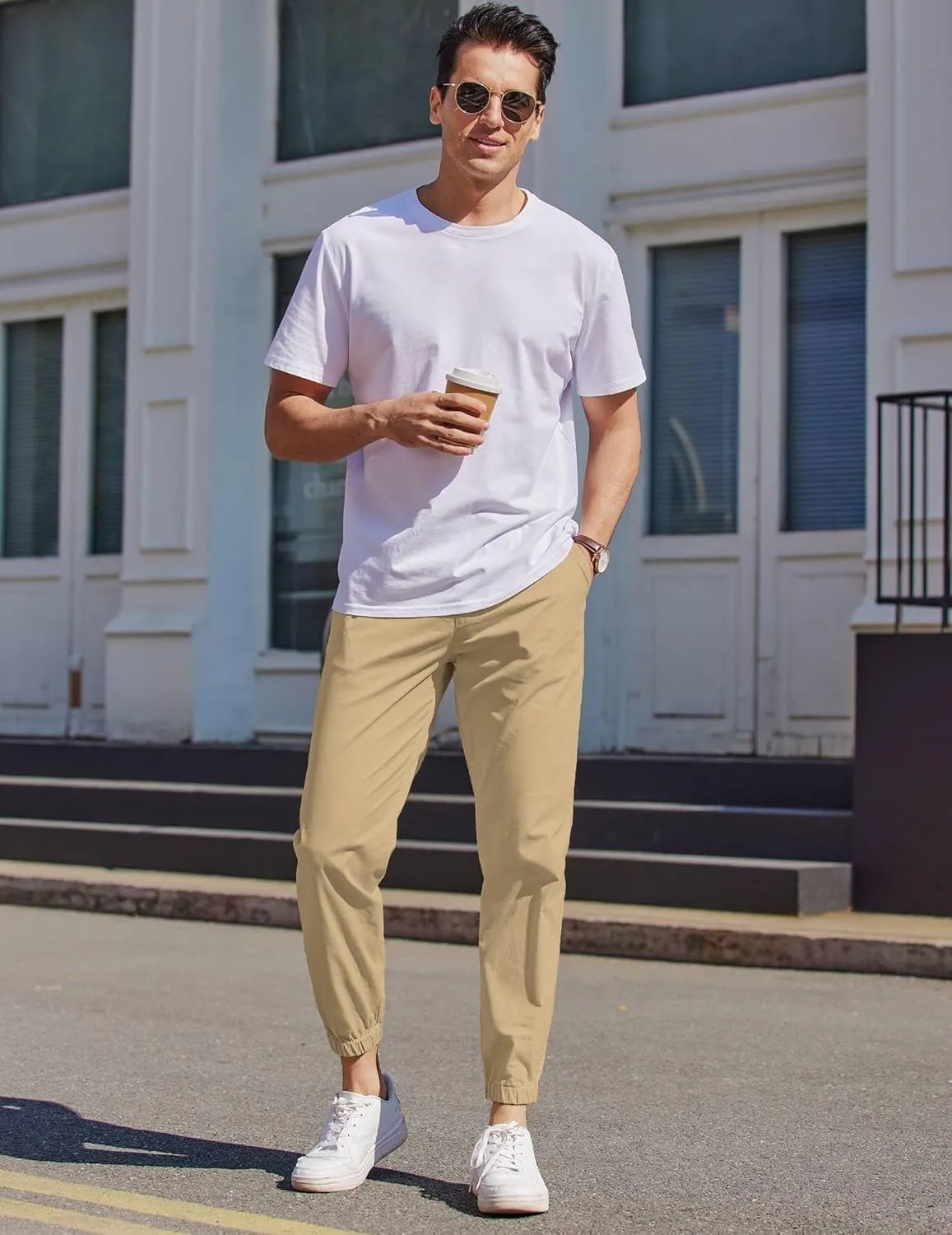 COOFANDY Mens Casual Joggers Pants Elastic Drawstring Chino Cargo Pants Hiking Outdoor Track Sweatpants