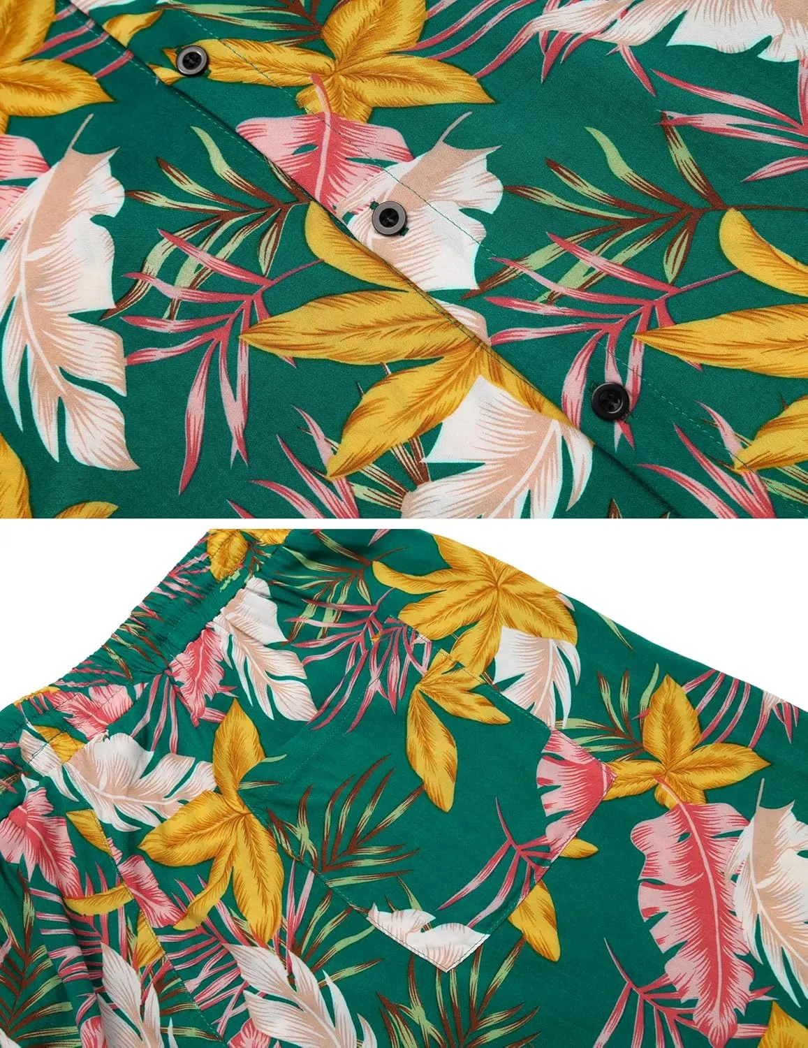 COOFANDY Men's Hawaiian Shirt and Short Set Flower 2-pieces Beach Outfit with Bucket Hats