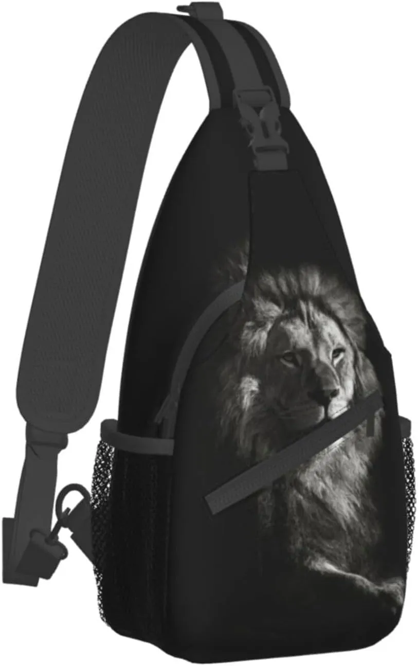 Cool Lion Crossbody Bag Lion Shoulder Bag Backpack Men Sling Bag Cool Animal Chest Casual Daypack Bag