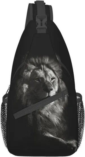 Cool Lion Crossbody Bag Lion Shoulder Bag Backpack Men Sling Bag Cool Animal Chest Casual Daypack Bag