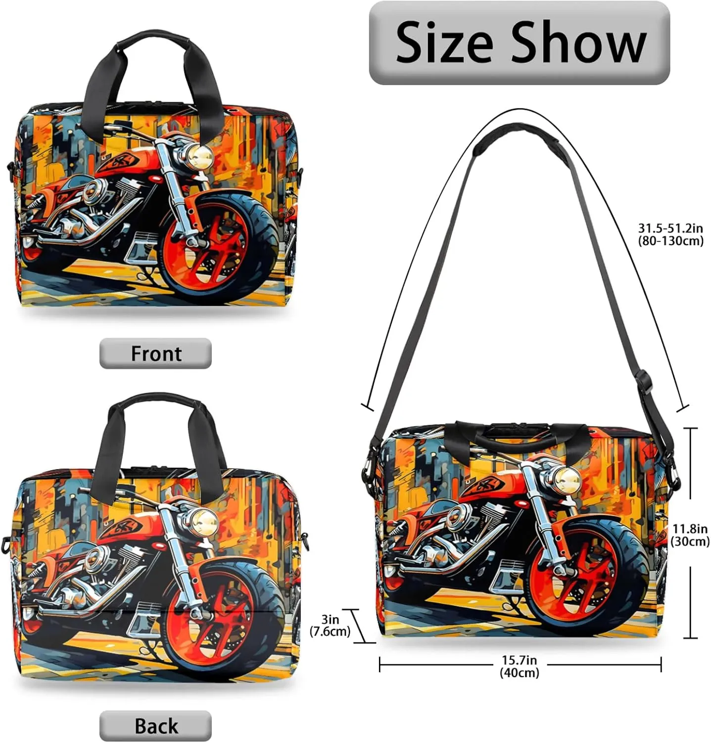 Cool Motorcycle Laptop Bag 15.6 Inch Waterproof Laptop Sleeve Case with Shoulder Straps Computer Case Cover Slim Briefcase for Men and Women