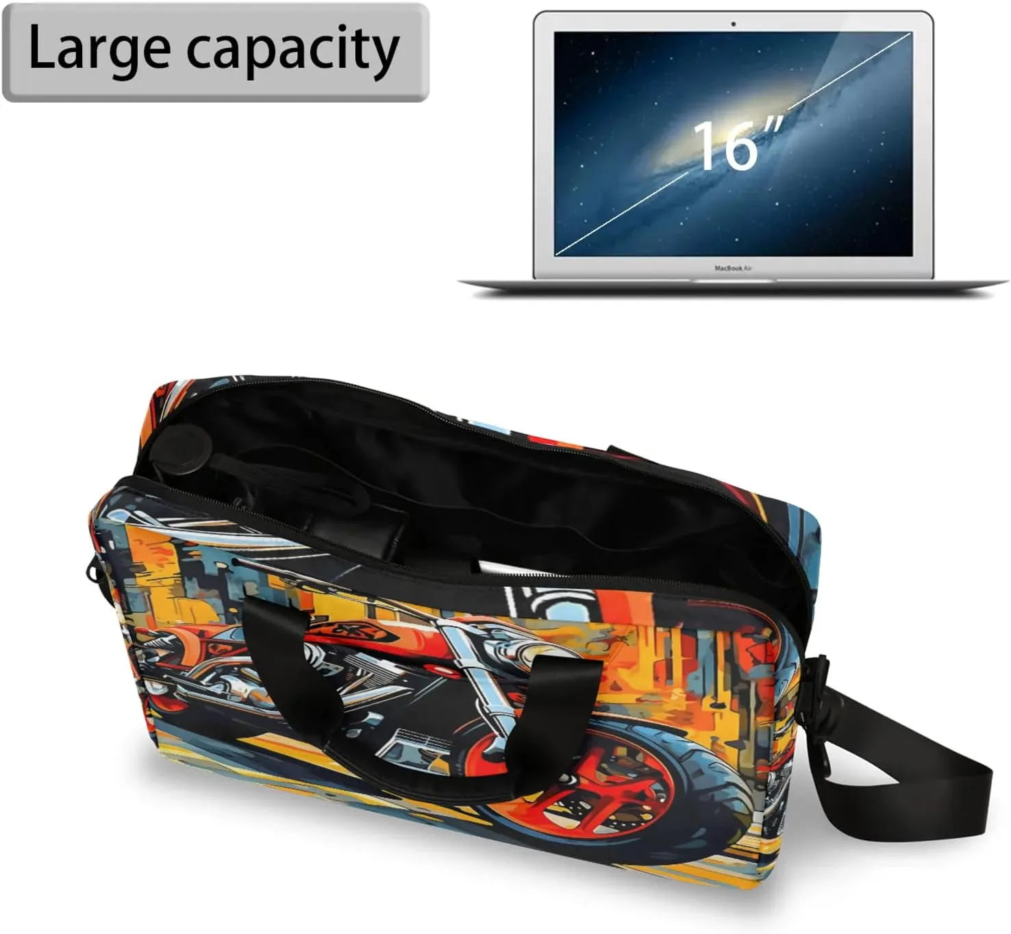 Cool Motorcycle Laptop Bag 15.6 Inch Waterproof Laptop Sleeve Case with Shoulder Straps Computer Case Cover Slim Briefcase for Men and Women
