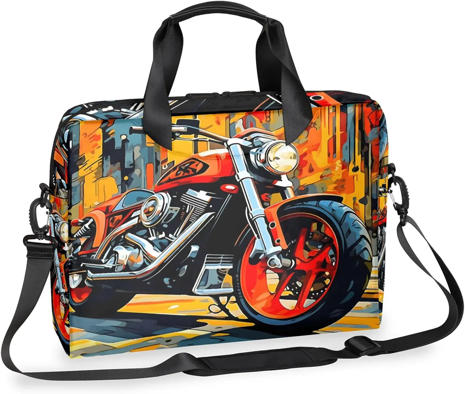 Cool Motorcycle Laptop Bag 15.6 Inch Waterproof Laptop Sleeve Case with Shoulder Straps Computer Case Cover Slim Briefcase for Men and Women