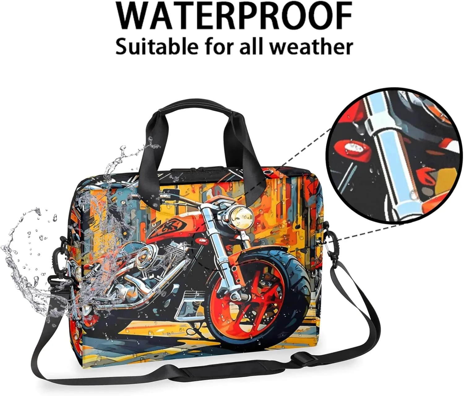 Cool Motorcycle Laptop Bag 15.6 Inch Waterproof Laptop Sleeve Case with Shoulder Straps Computer Case Cover Slim Briefcase for Men and Women