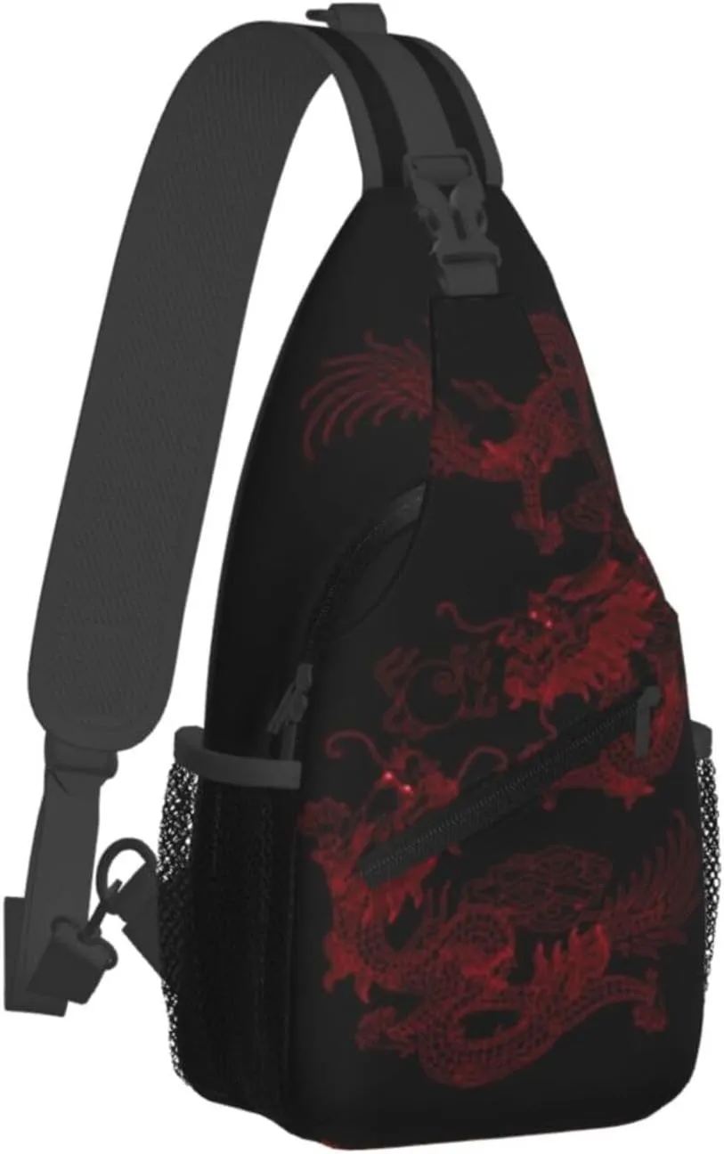 Cool Red Dragon Crossbody Sling Backpack Shoulder Bag Travel Working Daypack for Women and Men