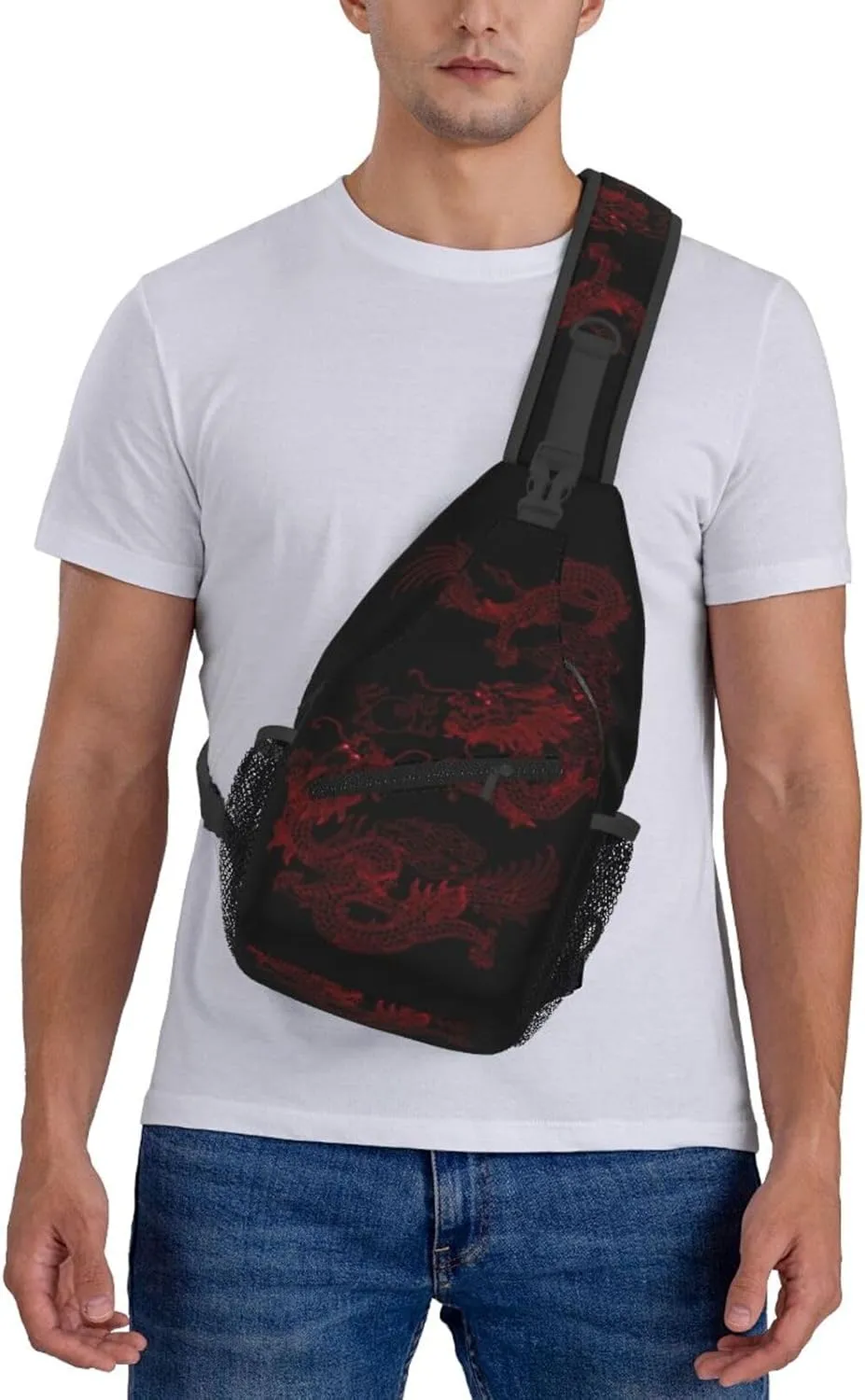 Cool Red Dragon Crossbody Sling Backpack Shoulder Bag Travel Working Daypack for Women and Men