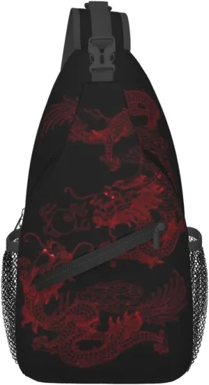 Cool Red Dragon Crossbody Sling Backpack Shoulder Bag Travel Working Daypack for Women and Men