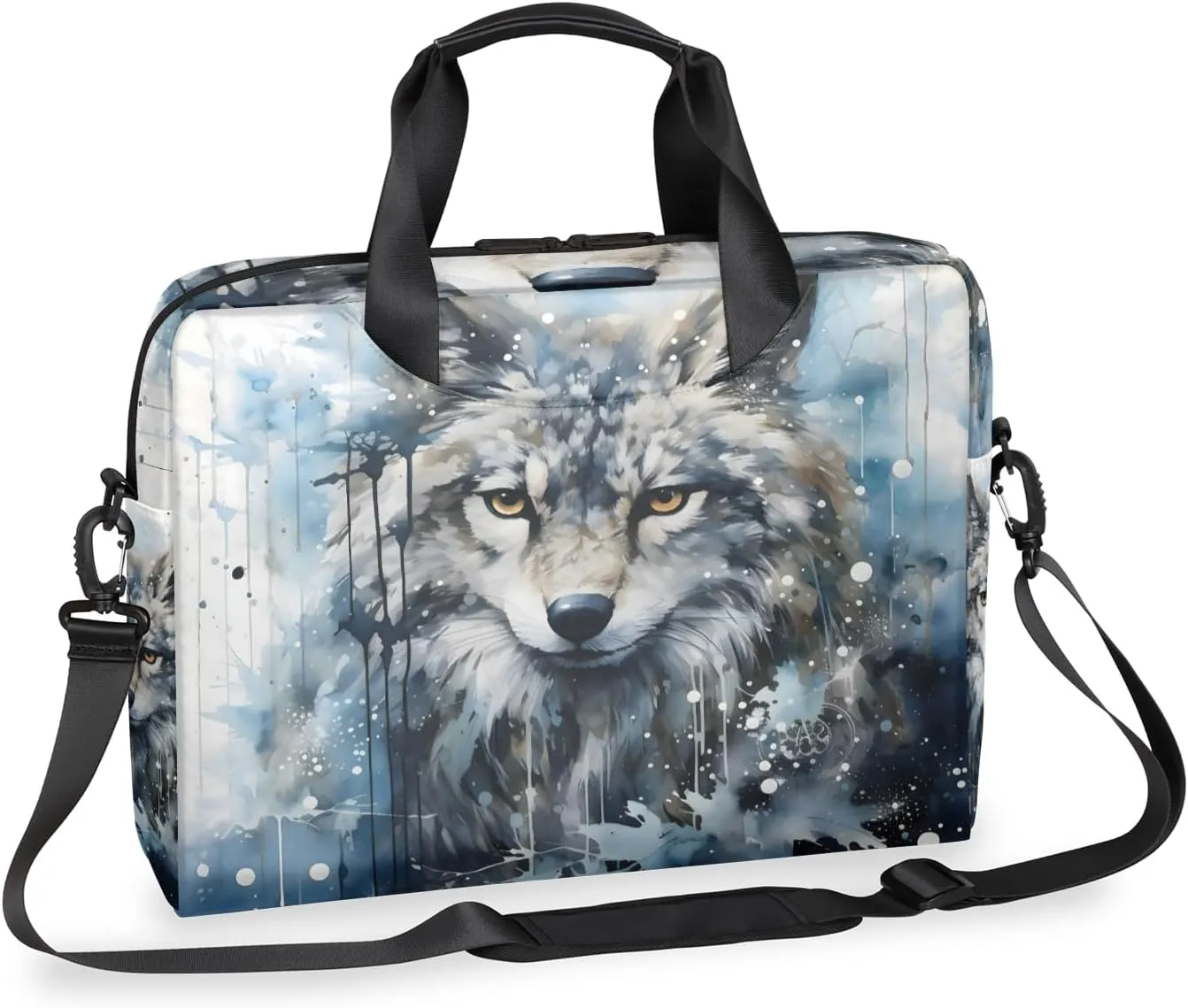 Cool Wolf Laptop Bag 15.6 Inch Waterproof Laptop Sleeve Case with Shoulder Straps Computer Case Cover Slim Briefcase for Men and Women