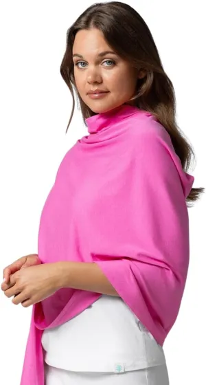 Coolibar UPF 50  Women's Sanibel Everyday Beach Shawl, Tulip Pink, OS, Solid - Sun Protective