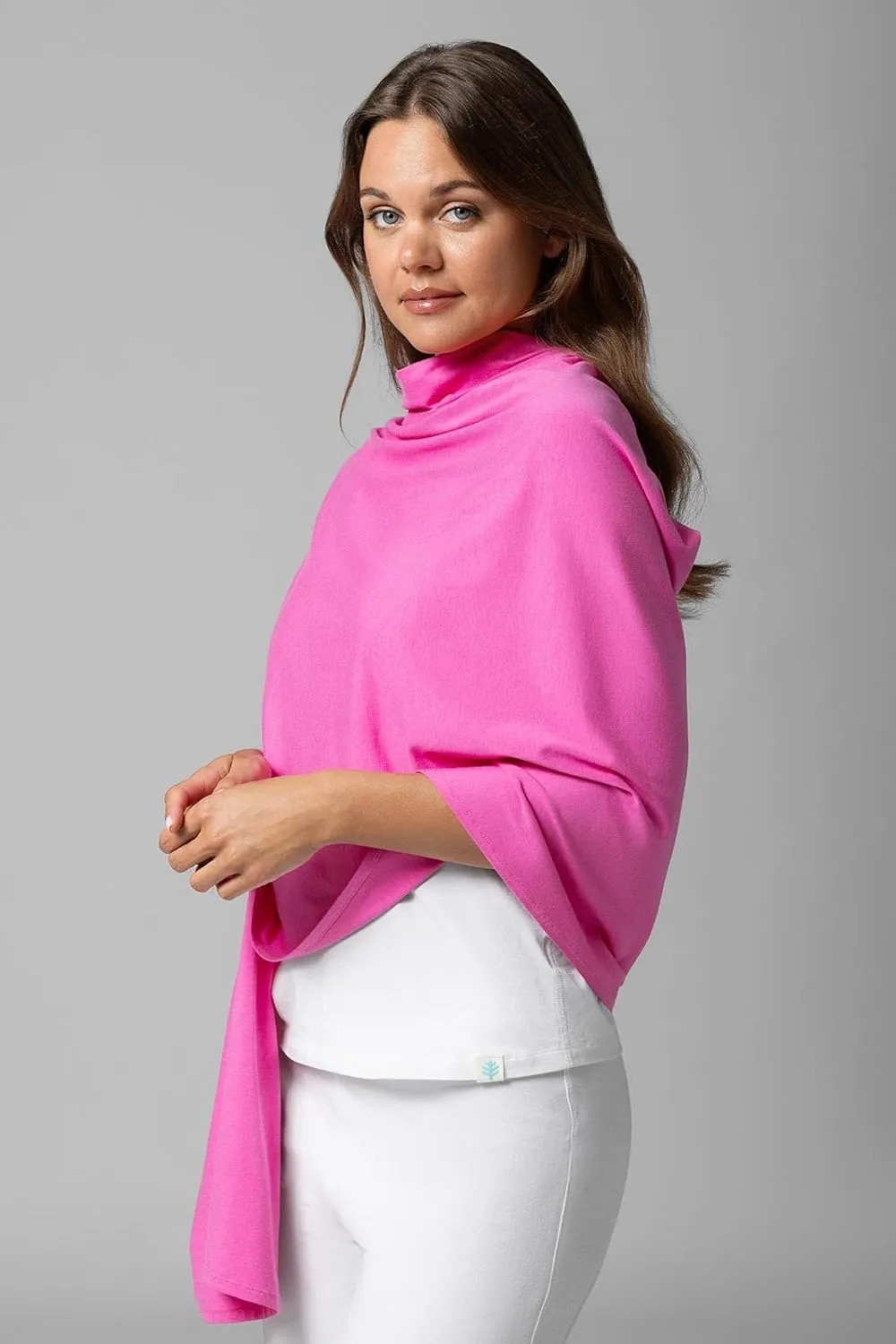 Coolibar UPF 50  Women's Sanibel Everyday Beach Shawl, Tulip Pink, OS, Solid - Sun Protective