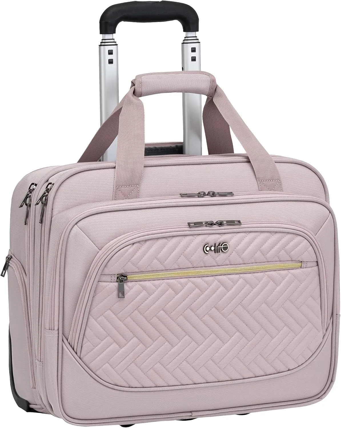Coolife Rolling Laptop Briefcase 17.3 Inch Laptop Case Roller Computer Bag with Wheels Mobile Office Computer Brief