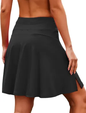 COOrun Tennis Skirt Women 20" Knee Length Golf Skort with Pockets High Waisted Athletic Sports Inner Shorts Skirts S-XXL