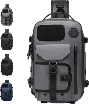 Cosmos Explorer Sling Bag, Anti Theft Tactical Sling Backpack, Dustproof,Scratchproof and Waterproof, Crossbody Shoulder (Gray)