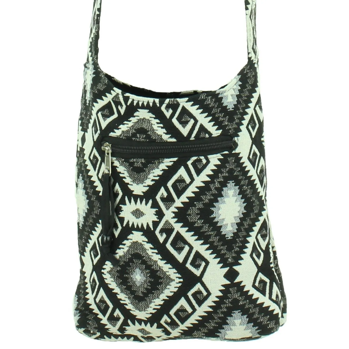 Cotton Canvas Sling Shoulder Bag - Aztec Black