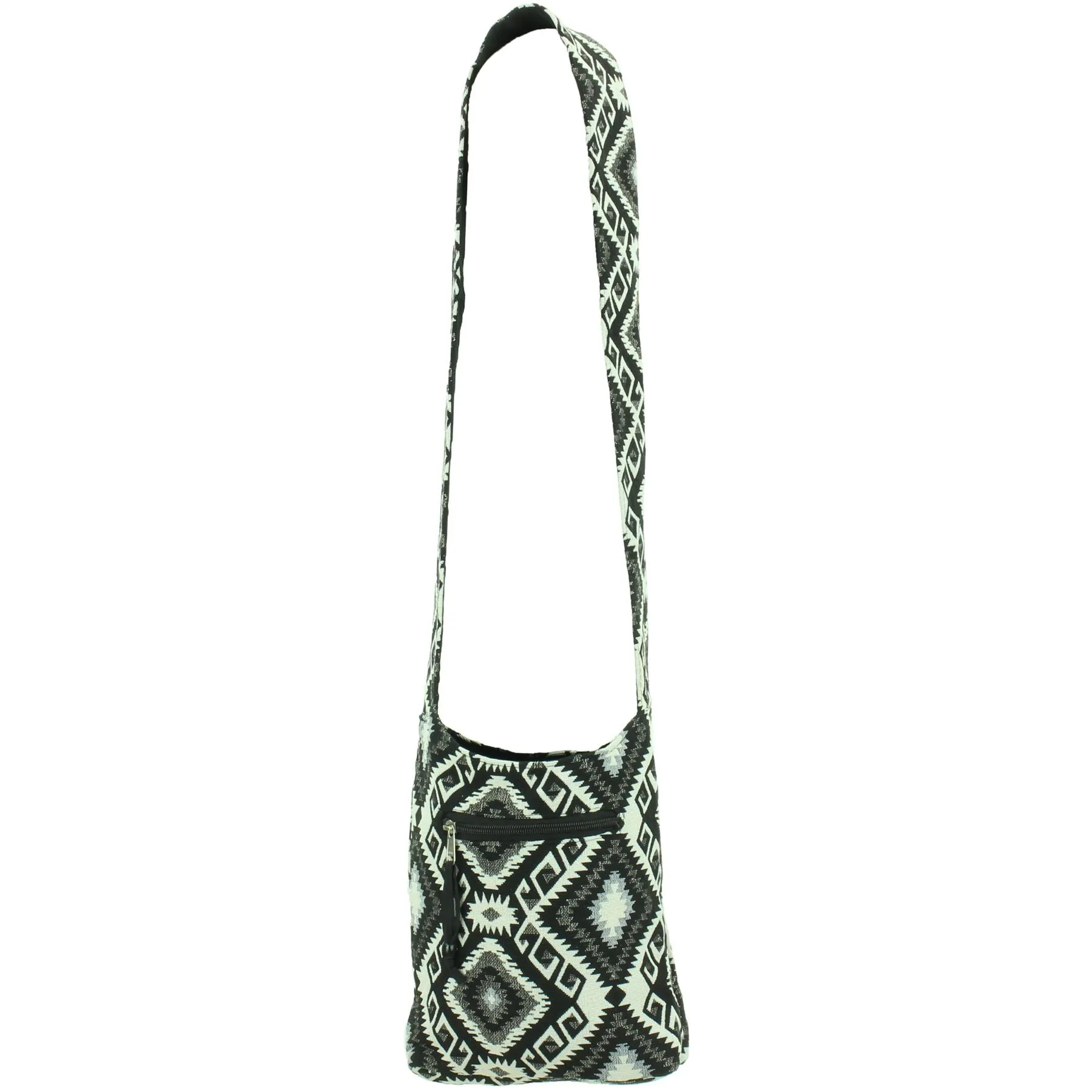 Cotton Canvas Sling Shoulder Bag - Aztec Black