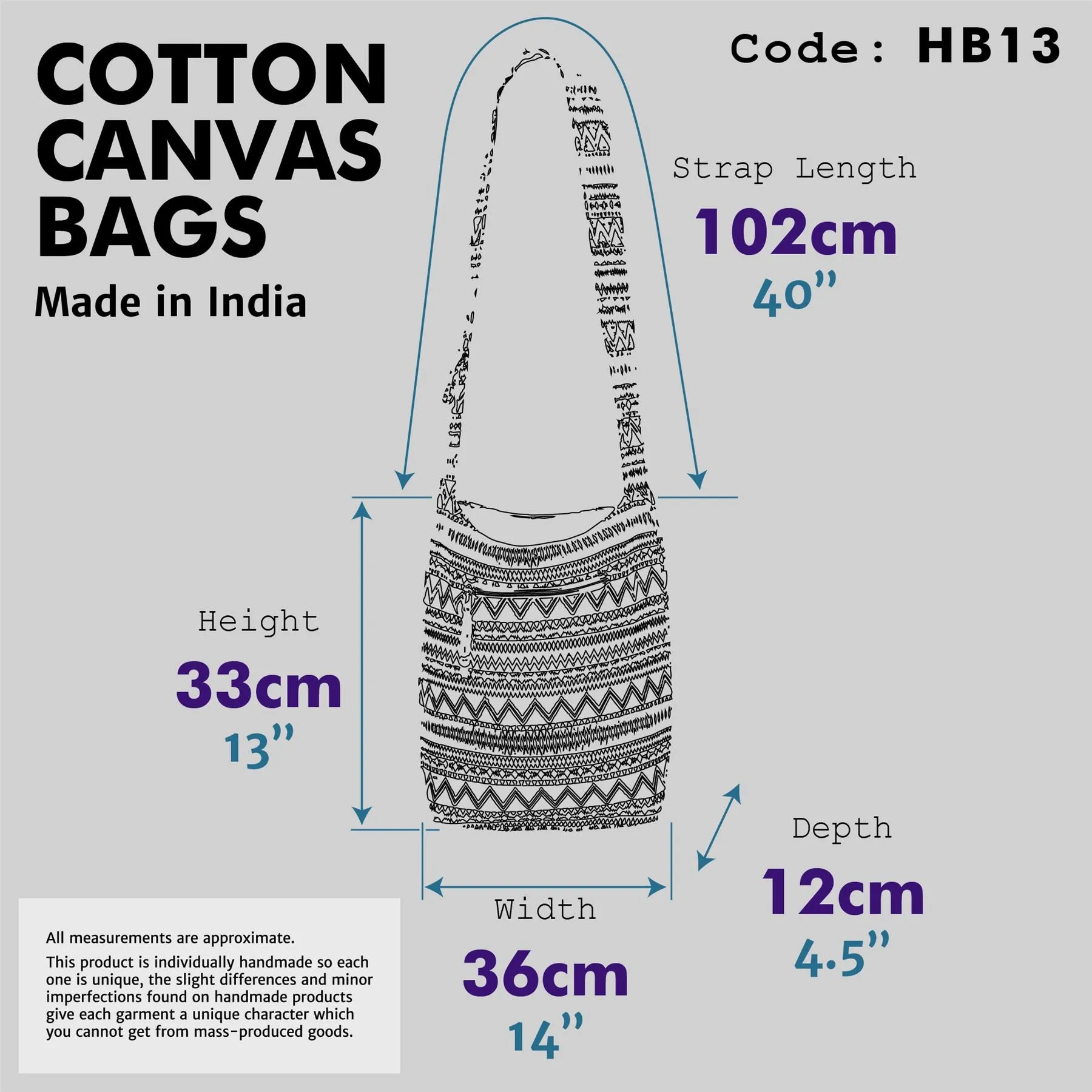 Cotton Canvas Sling Shoulder Bag - Red Black