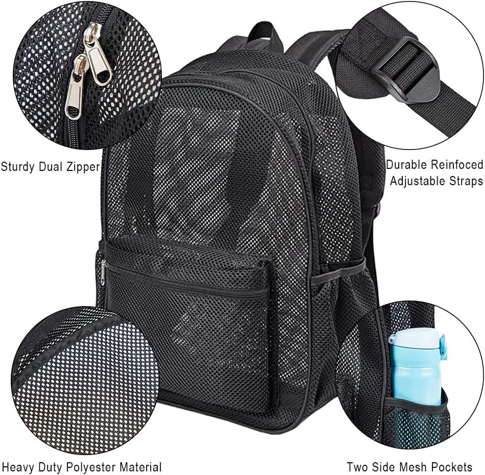 COVAX Heavy Duty Mesh Backpack, See Through College Backpack with Padded Shoulder Straps for Swimming, Outdoor Sports
