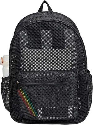 COVAX Heavy Duty Mesh Backpack, See Through College Backpack with Padded Shoulder Straps for Swimming, Outdoor Sports