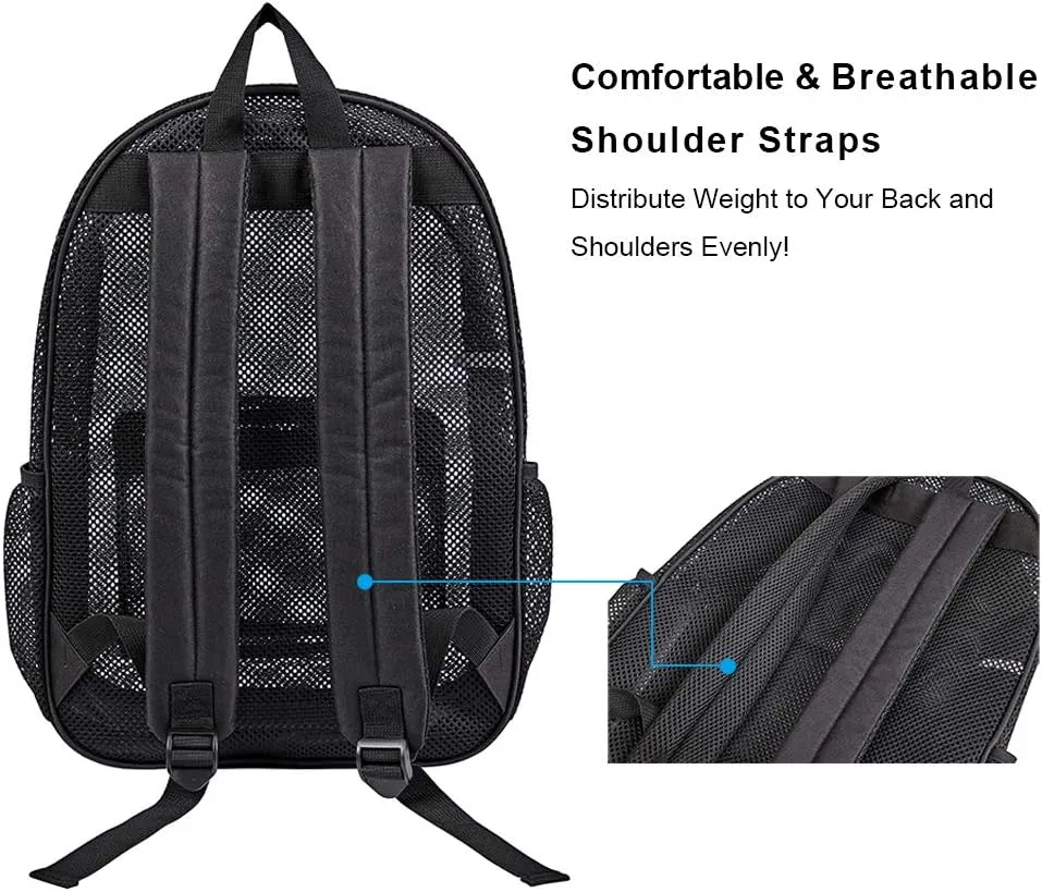 COVAX Heavy Duty Mesh Backpack, See Through College Backpack with Padded Shoulder Straps for Swimming, Outdoor Sports