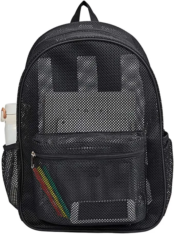 COVAX Heavy Duty Mesh Backpack, See Through College Backpack with Padded Shoulder Straps for Swimming, Outdoor Sports