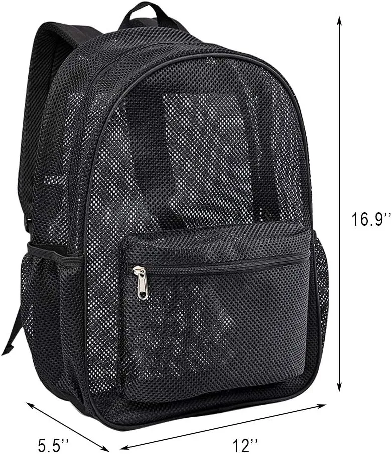 COVAX Heavy Duty Mesh Backpack, See Through College Backpack with Padded Shoulder Straps for Swimming, Outdoor Sports