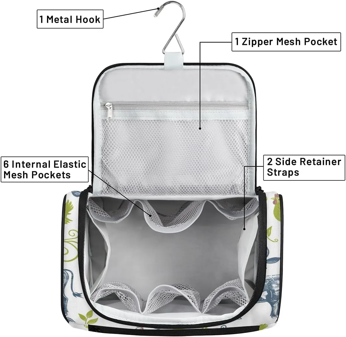 Cow Chicken Farm Animals Travel Toiletry Bag for Men and Women, Large Hanging Makeup Bag Organizer Toiletries Bag for Travel, Cosmetic Bag with Handle