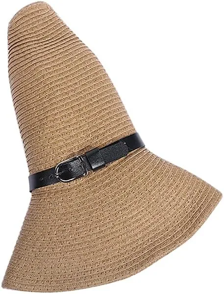 Cowboy Straw Sun Hat for Men UPF 50  Summer Beach UV Panama Fedora Cowgirl Western Shapeable Brim Outdoor Cap with Belt