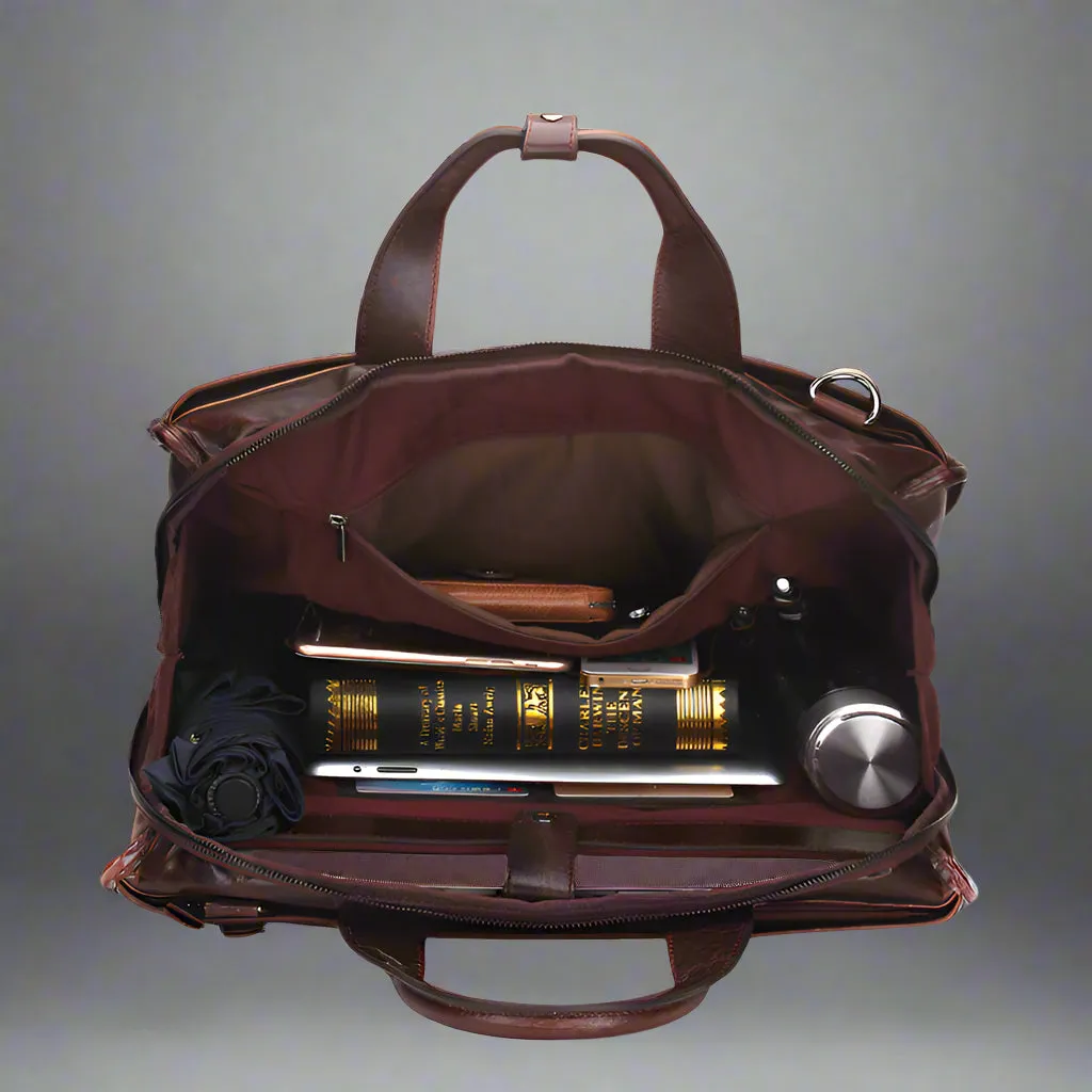 Cowhide Business Messenger Briefcase