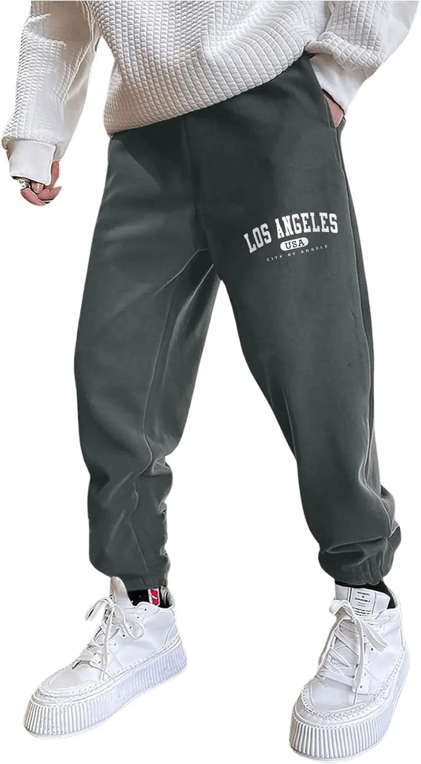 COZYEASE Men's Plaid Letter Print Sweatpants Drawstring Waist Tie Front Jogger Pants with Pocket