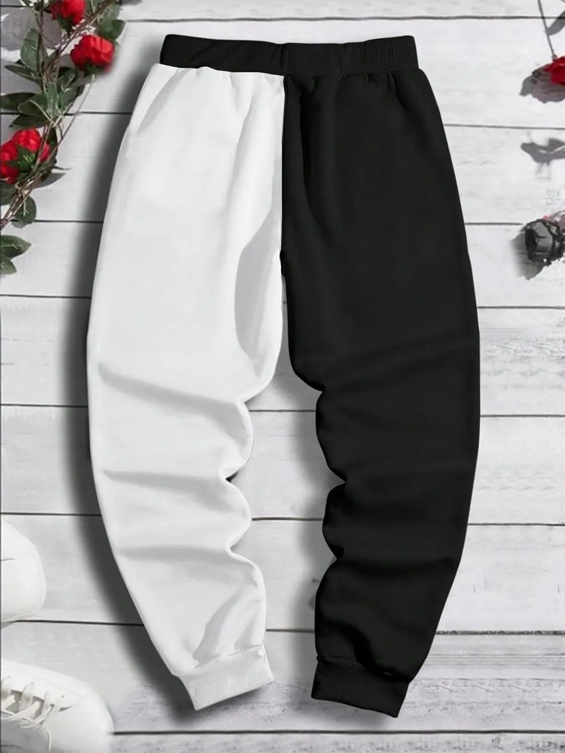 COZYEASE Men's Plaid Letter Print Sweatpants Drawstring Waist Tie Front Jogger Pants with Pocket