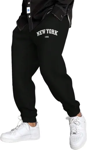 COZYEASE Men's Plaid Letter Print Sweatpants Drawstring Waist Tie Front Jogger Pants with Pocket