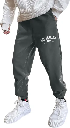 COZYEASE Men's Plaid Letter Print Sweatpants Drawstring Waist Tie Front Jogger Pants with Pocket