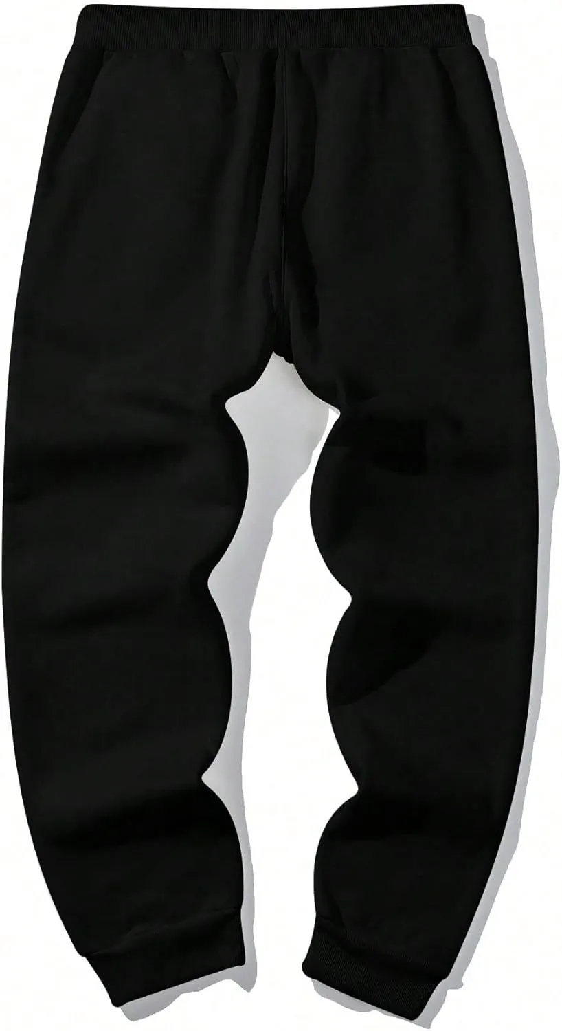 COZYEASE Men's Plaid Letter Print Sweatpants Drawstring Waist Tie Front Jogger Pants with Pocket