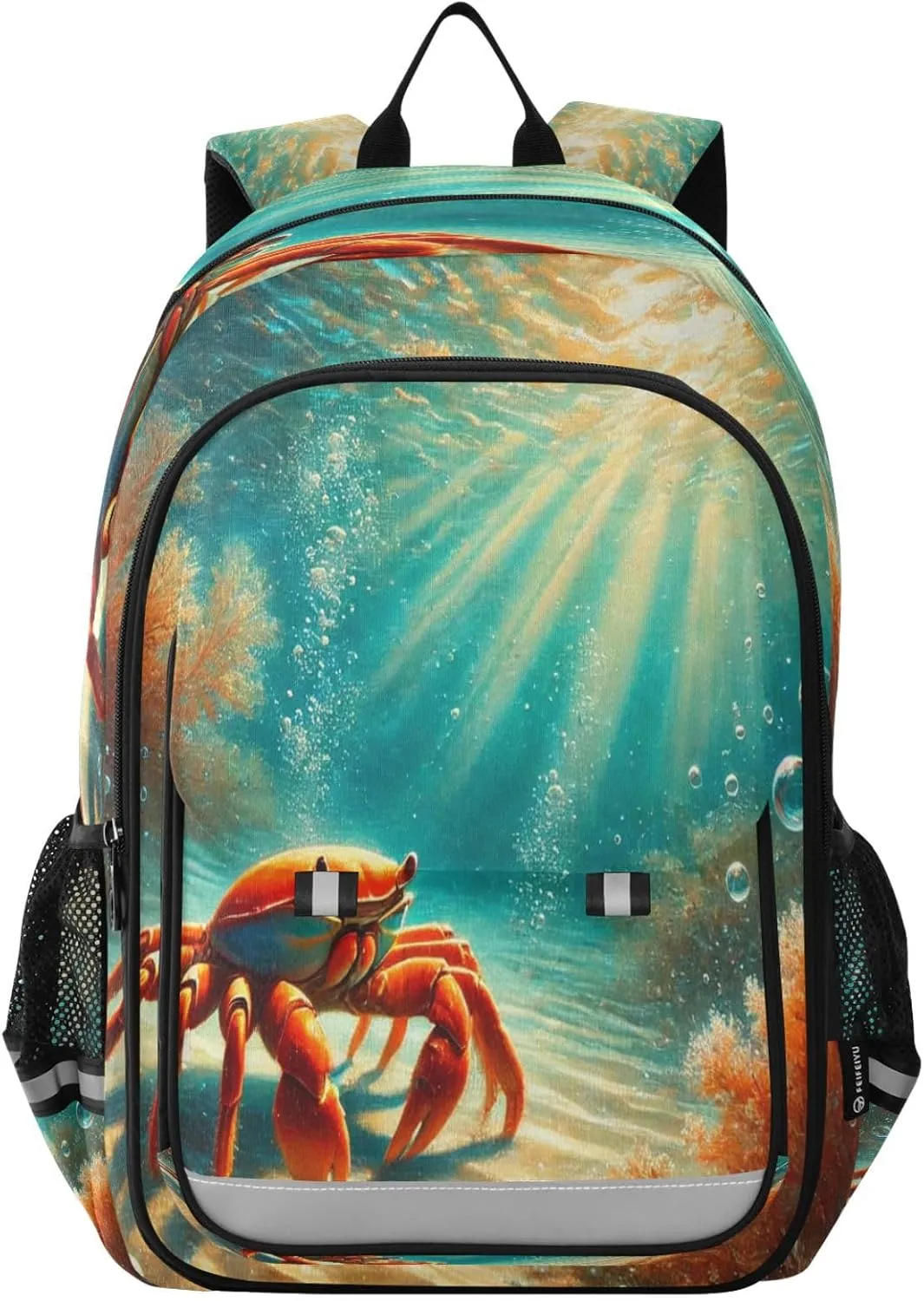 Crab Seabed Sunshine Backpack for Girls Boys School Carry-On Weekender Bag Middle Bookbag for Travel Students Teens Kids